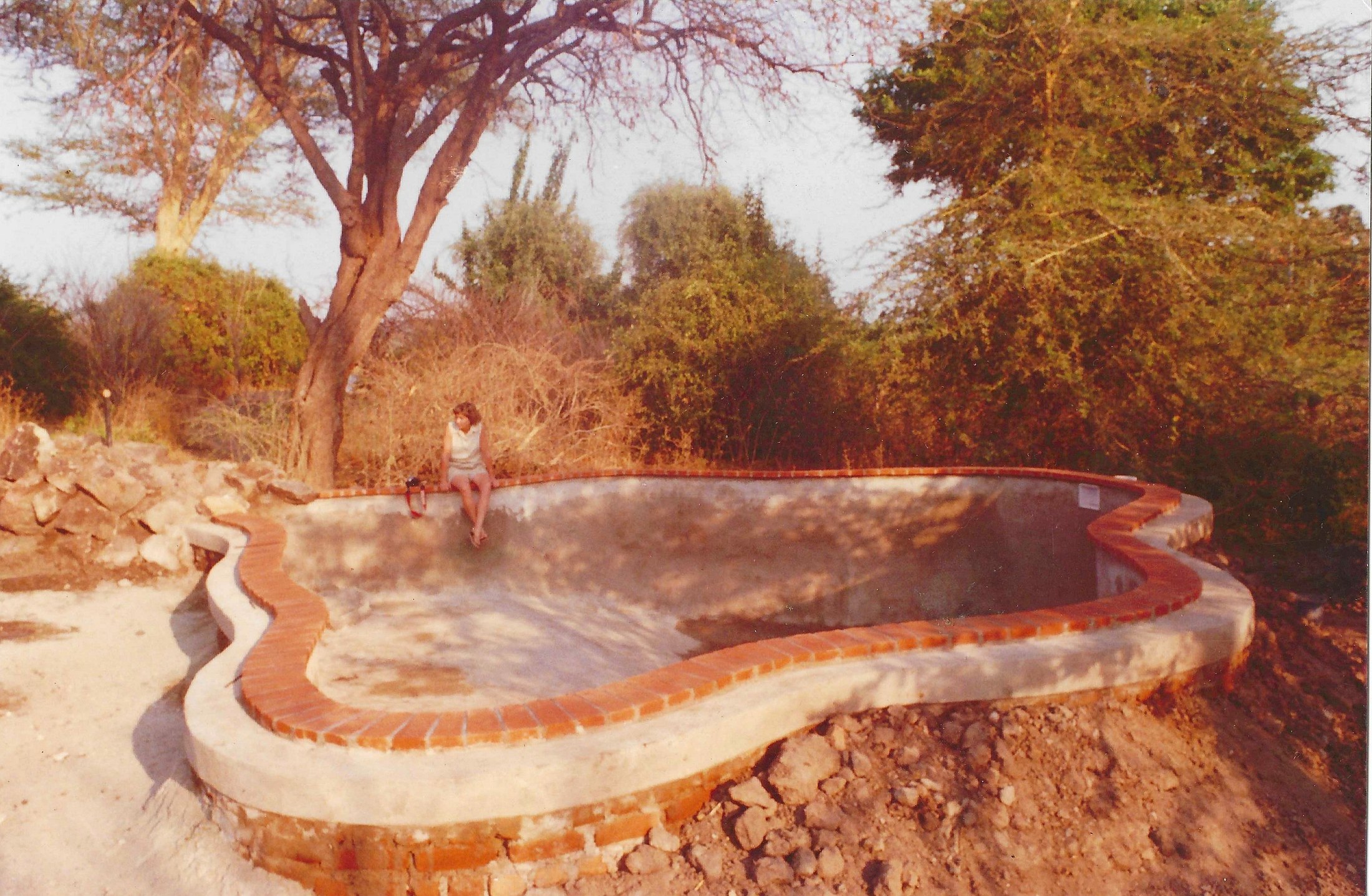 The swimming pool at Mvuu Lodge being built.
