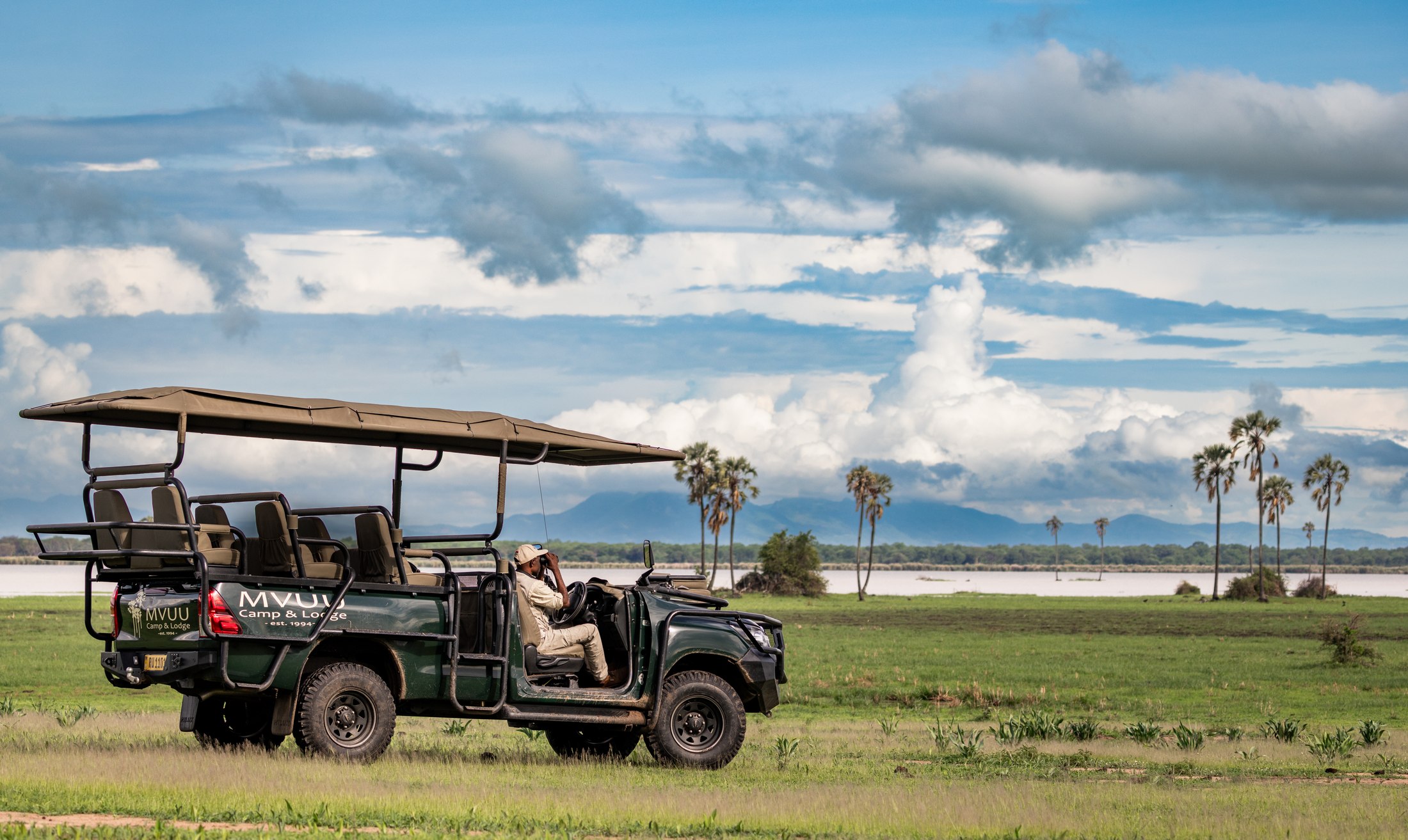 David with a safari vehicle on the Liwonde floodplain.