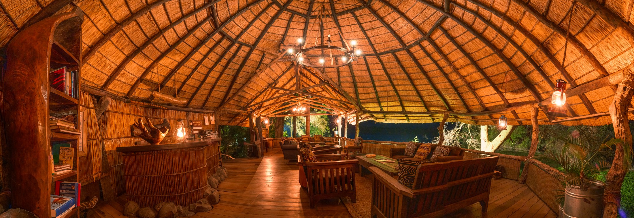 Inside Mvuu Lodge's upper deck.