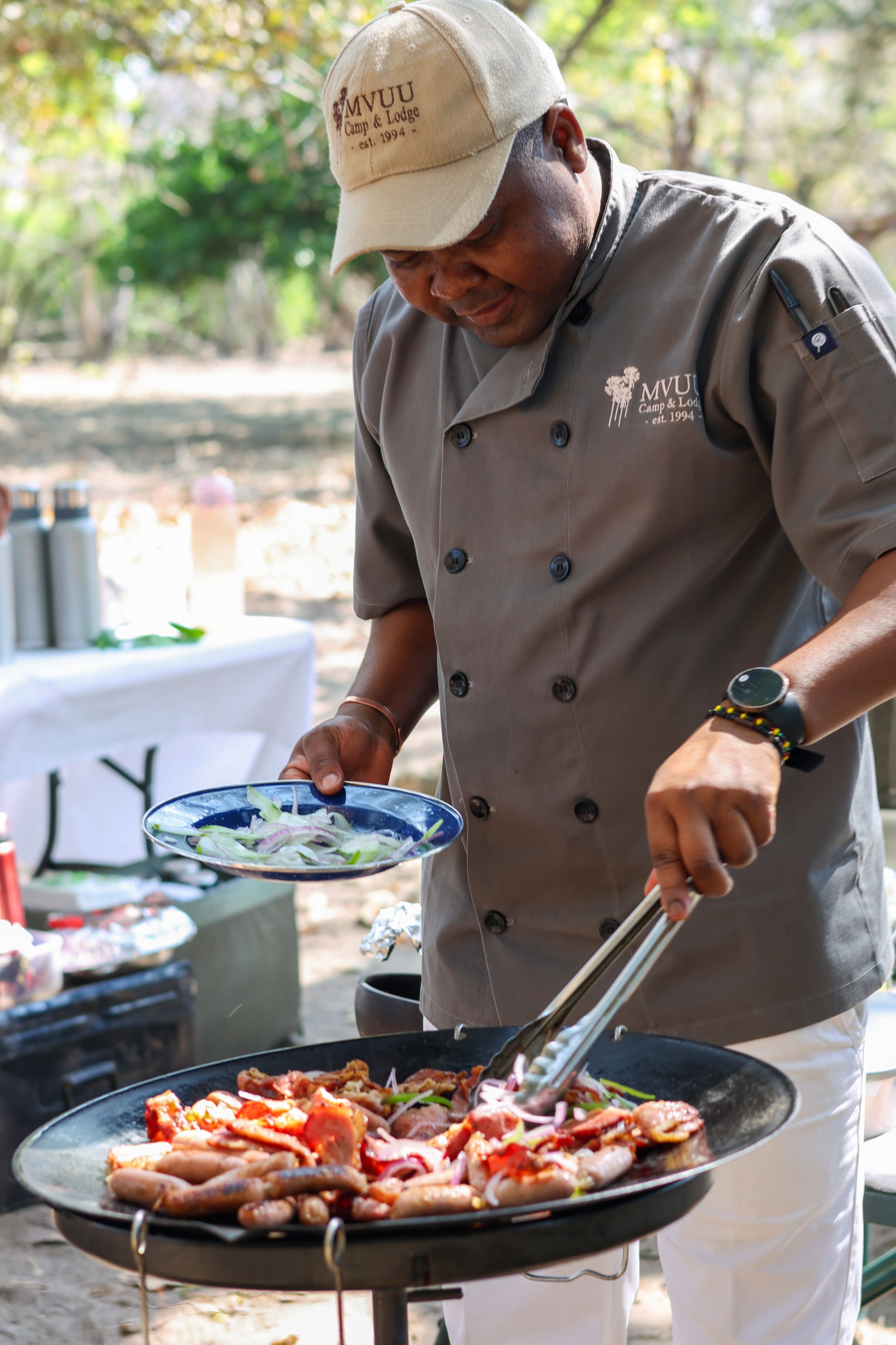 Kezius, head chef, preparing food at Mvuu.