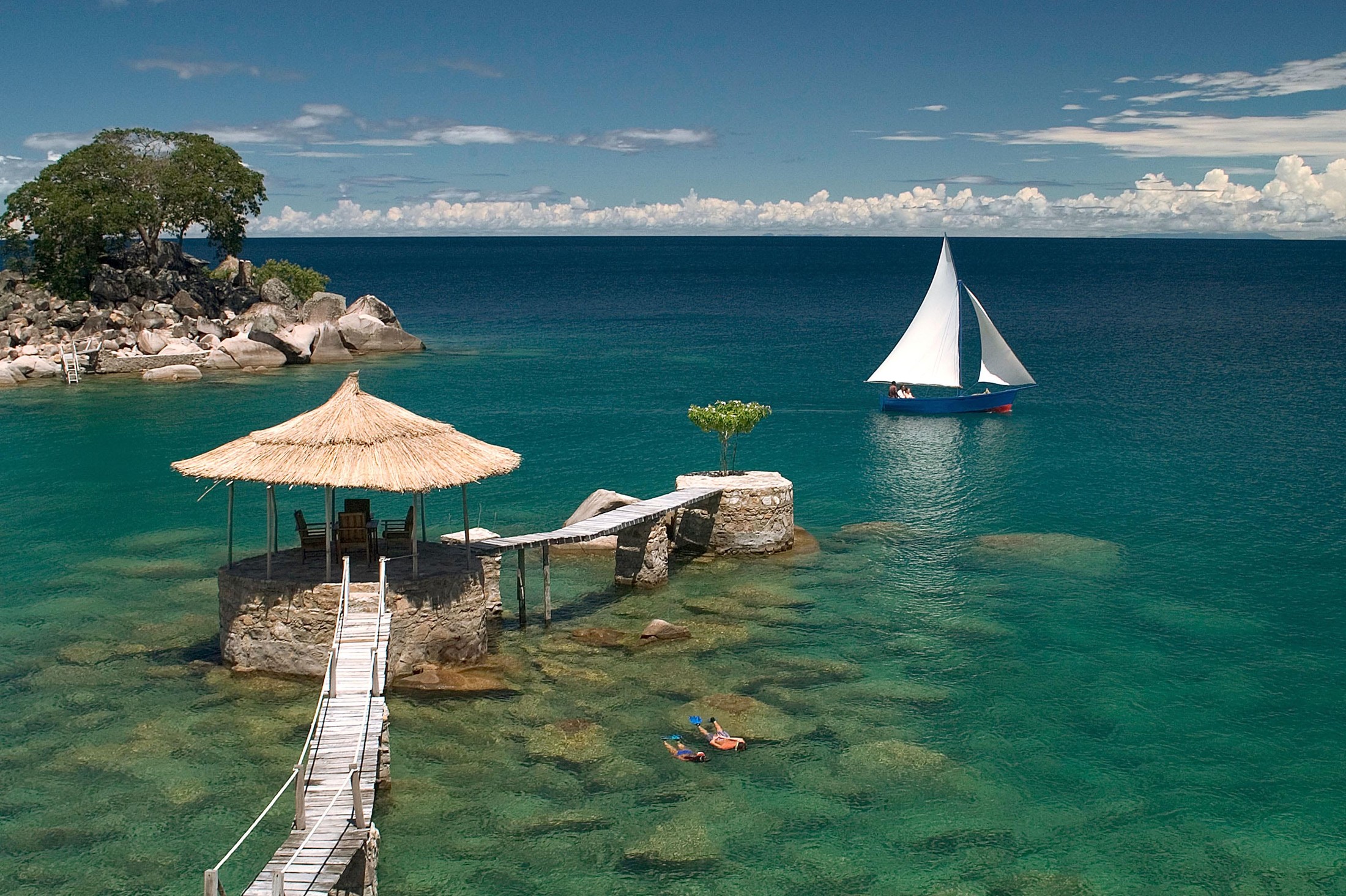 Lake Malawi, swimming and sailing at Kaya Mawa.